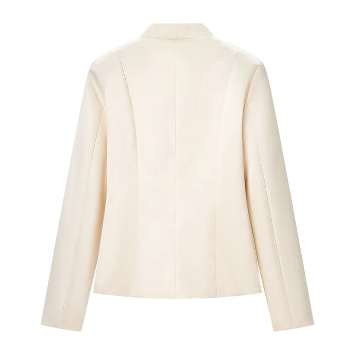 Ladies fitted stand collar jacket with decorative knot buttons Mune Fashion