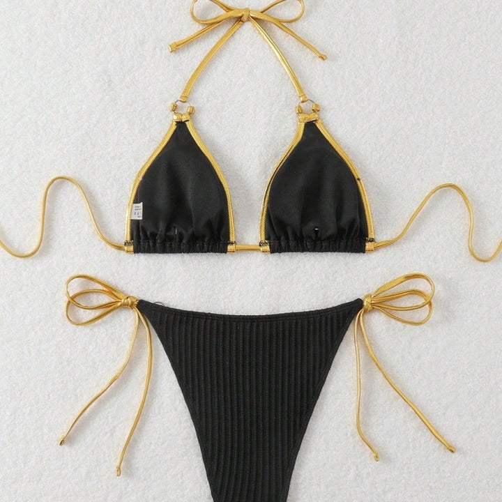 Women’s bikini set with glossy accents and adjustable ties Mune Fashion