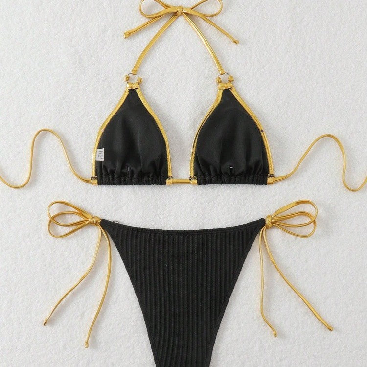 Women’s bikini set with glossy accents and adjustable ties Mune Fashion