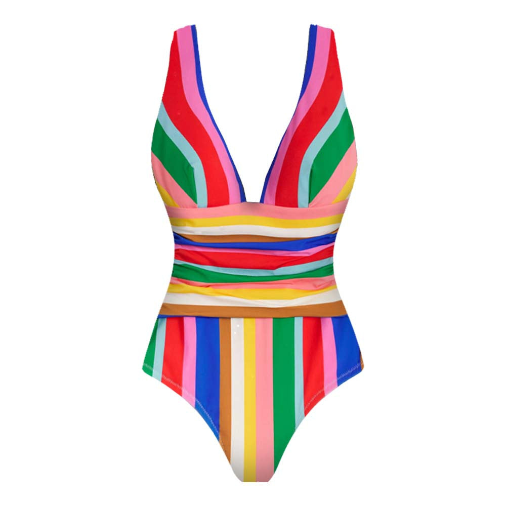Ladies Elegant Swimsuit with Refined Stripe Design Mune Fashion