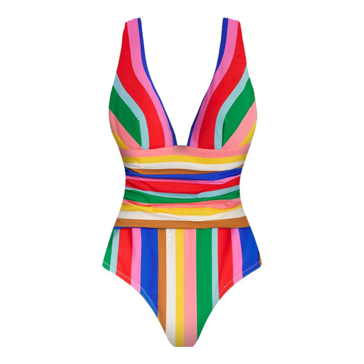 Ladies Elegant Swimsuit with Refined Stripe Design Mune Fashion