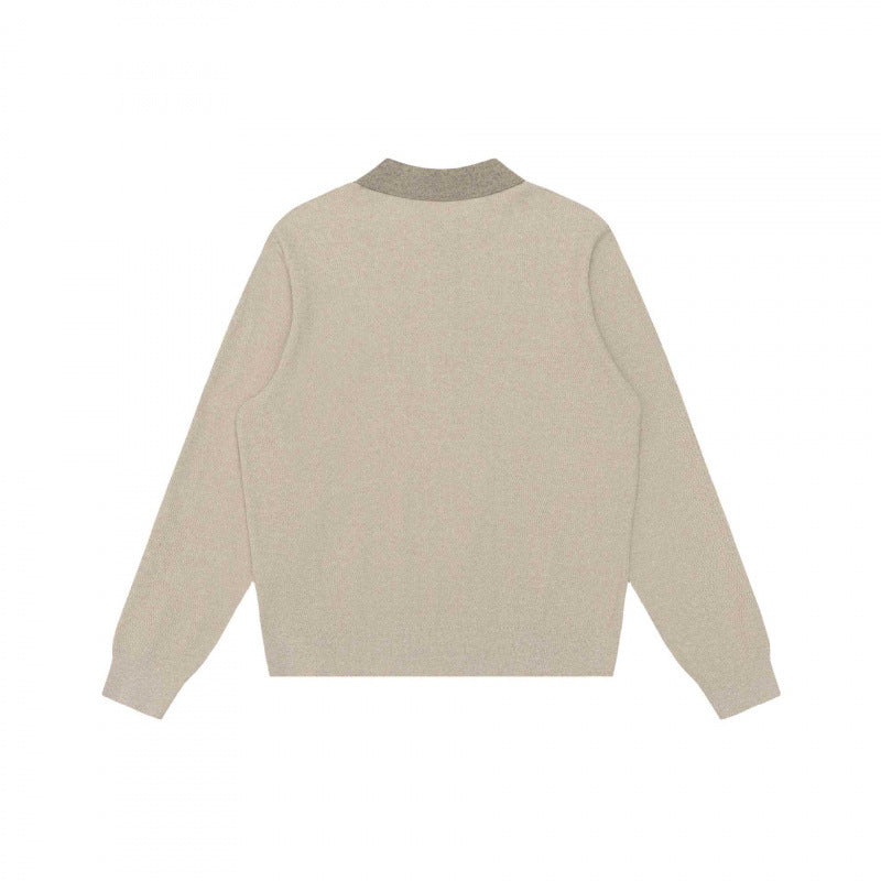 Unisex fine knit polo sweater with Henley button placket and ribbed cuffs Mune Fashion