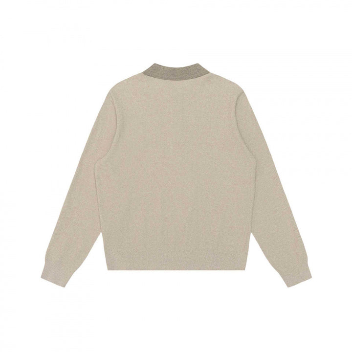 Unisex fine knit polo sweater with Henley button placket and ribbed cuffs Mune Fashion