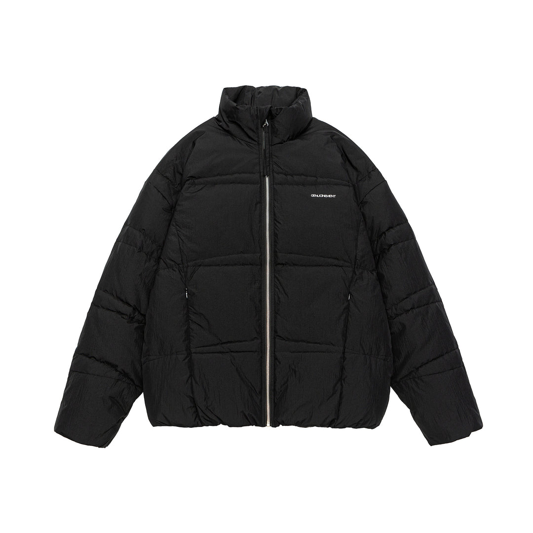Men's Shorter Oversized Padded Puffer with High Stand Collar and Metal Zipper Mune Fashion