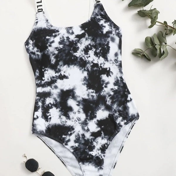 Ladies One-Piece Swimsuit with Fashionable Tie-Dye Pattern Mune Fashion