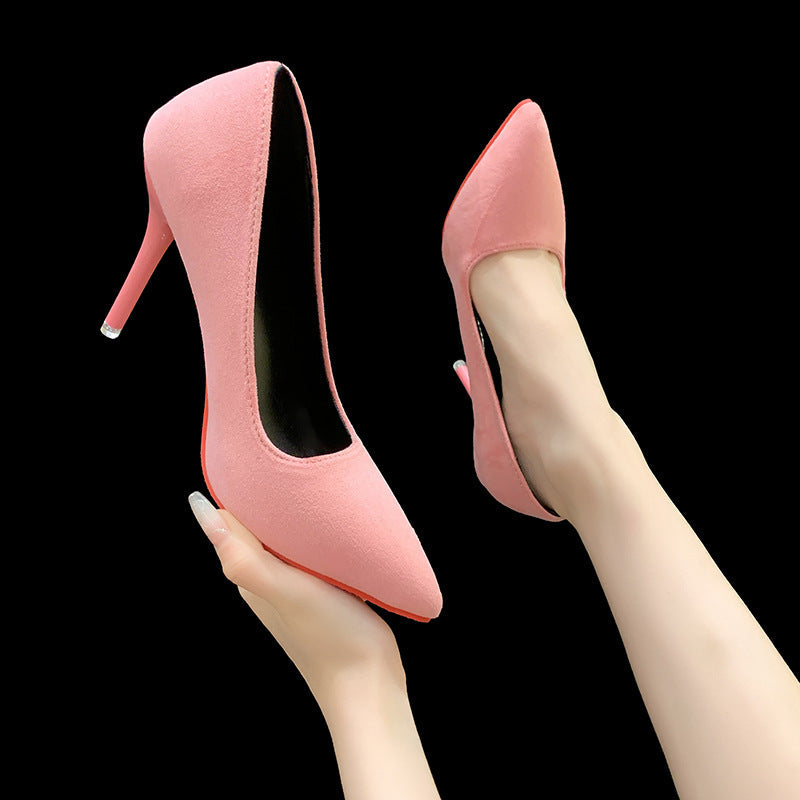 Women's Elegant Lace Pumps with Transparent Heel and Soft Upper Mune