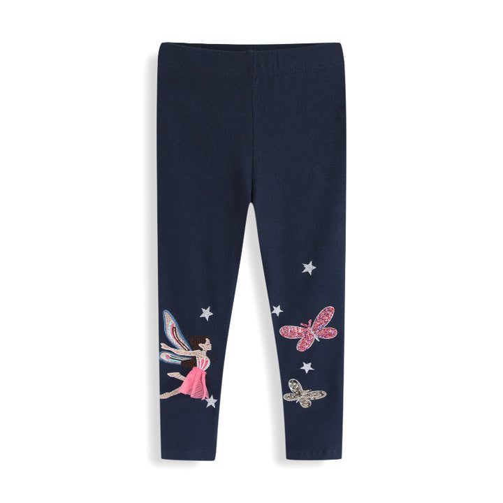 Girl leggings with sparkling fairy and butterfly appliqués Mune Fashion