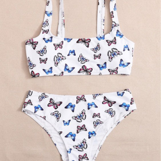 Women’s Sporty Bikini Set with Playful Butterfly Pattern Mune Fashion