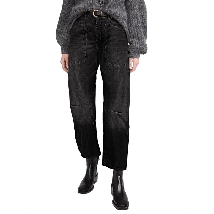 Women's casual canvas pants with high waistband, wide leg and patch pockets Mune Fashion