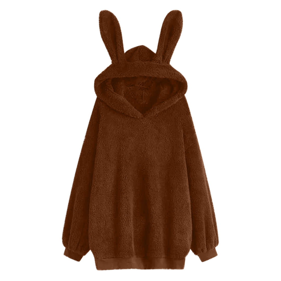 Women's fluffy oversized hoodie with long bunny ears and ribbed cuffs Mune Fashion