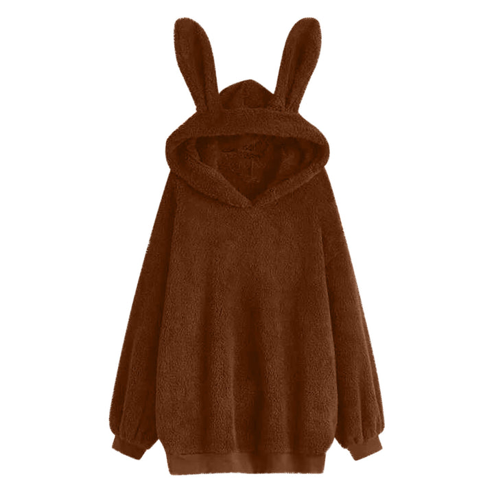 Women's fluffy oversized hoodie with long bunny ears and ribbed cuffs Mune Fashion