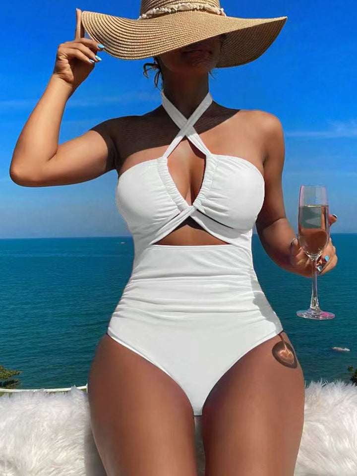 Ladies High-cut Monokini with sophisticated cross-design Mune Fashion