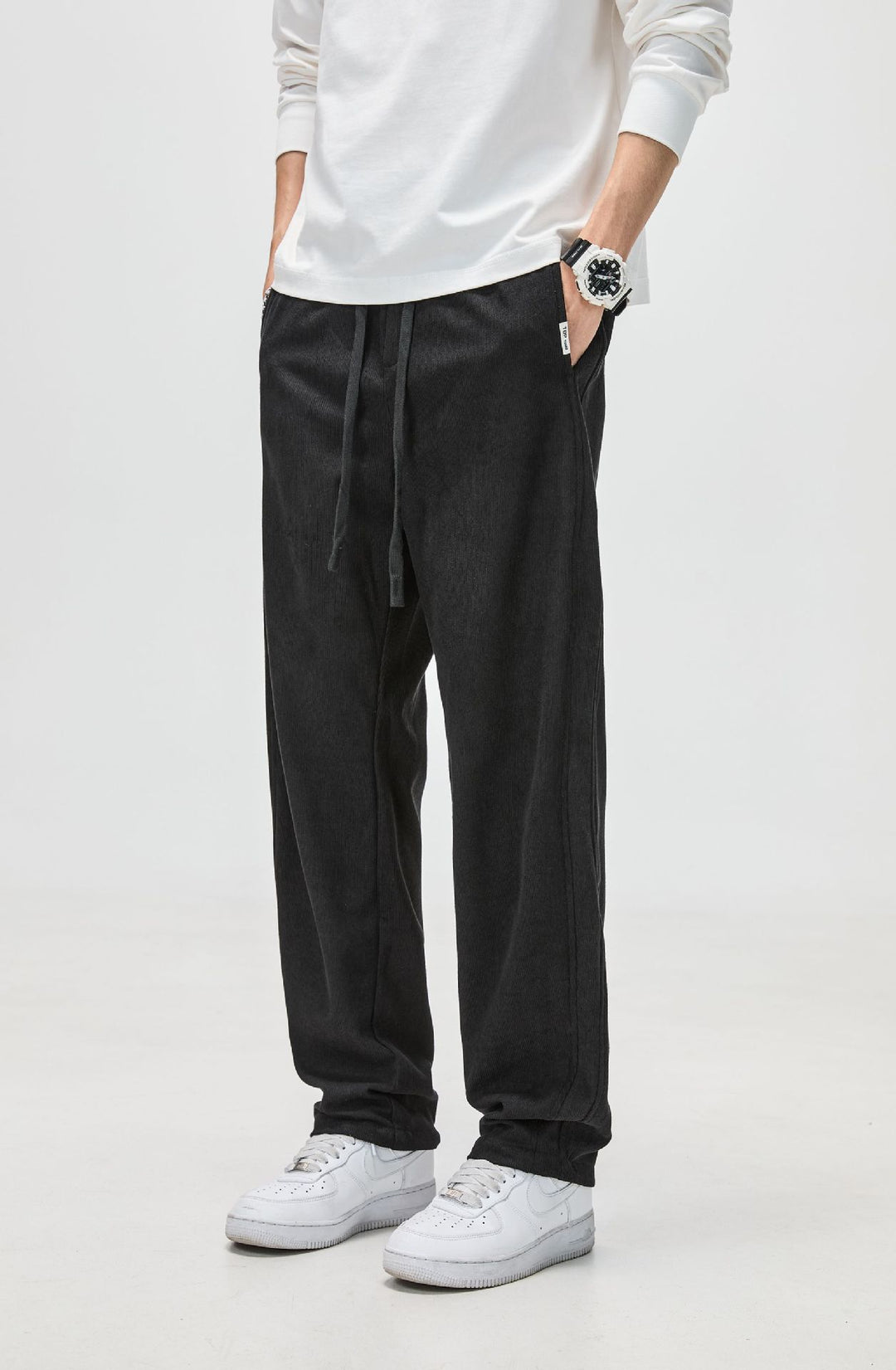 Men's Casual Corduroy Sweatpants with Drawstring and Straight Cut Mune Fashion