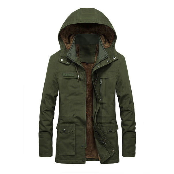 Men's thermo field parka in canvas look with warming teddy lining and adjustable hood Mune Fashion
