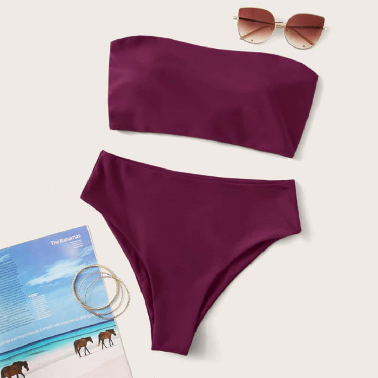 Ladies bandeau bikini set with high cut and elegant wrap detail Mune Fashion