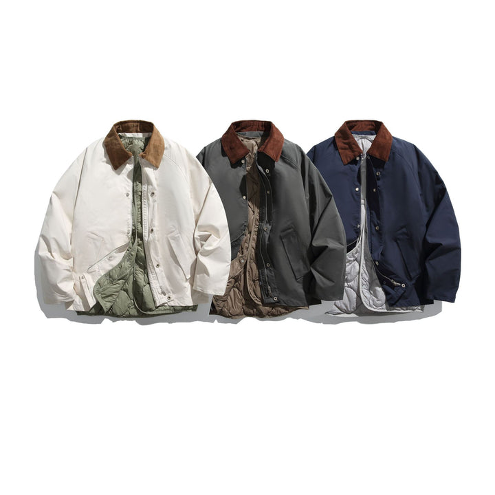 Men's Windproof Blouson with Cord Collar and Removable Padded Lining Mune Fashion