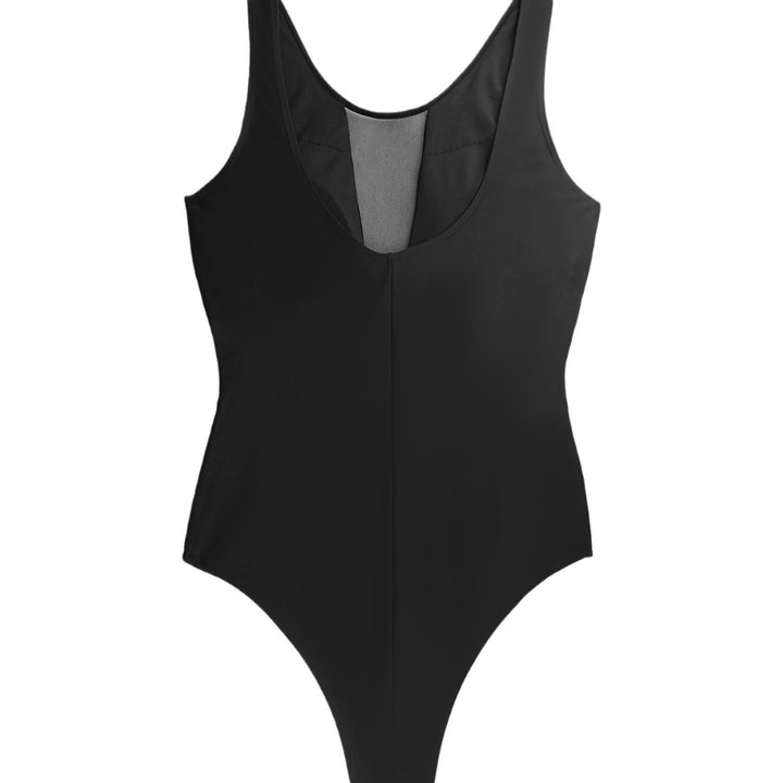 Women’s sporty jumpsuit with deep V-neckline and transparent mesh details Mune Fashion