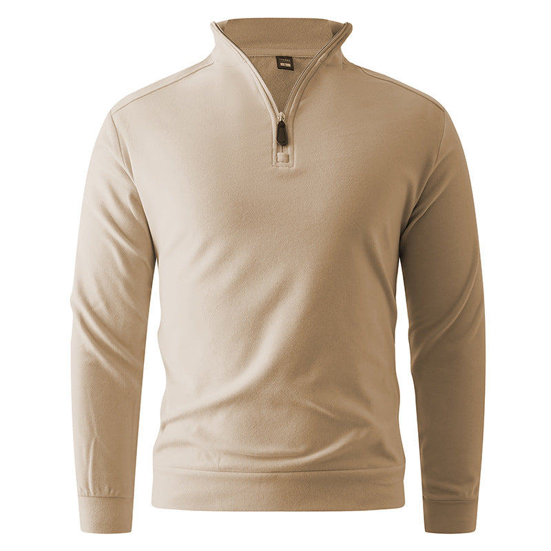 Men's Comfortable Stretch Half-Zip Sweater with Stand-Up Collar and Brushed Inner Lining Mune Fashion