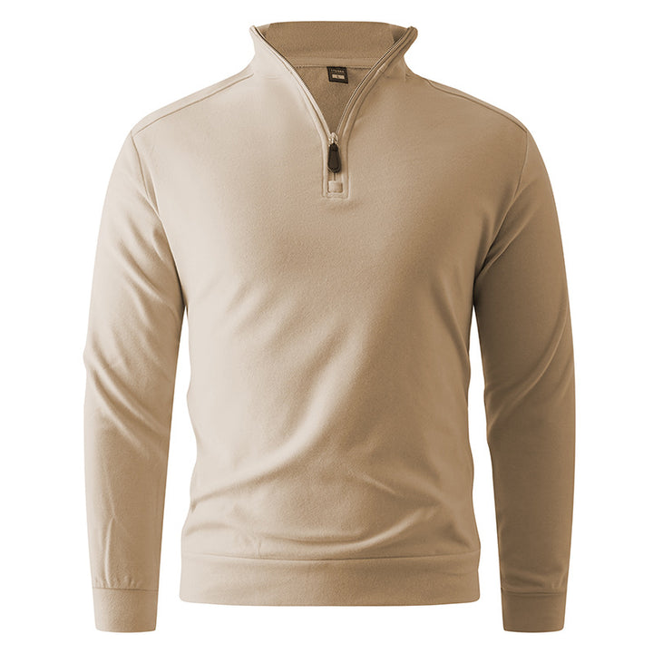 Men's Comfortable Stretch Half-Zip Sweater with Stand-Up Collar and Brushed Inner Lining Mune Fashion