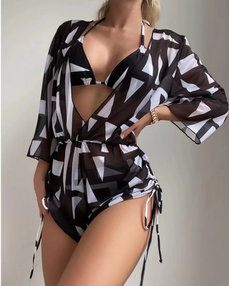 Women Reversible Beachwear with Floral Kimono and Bikini Mune Fashion