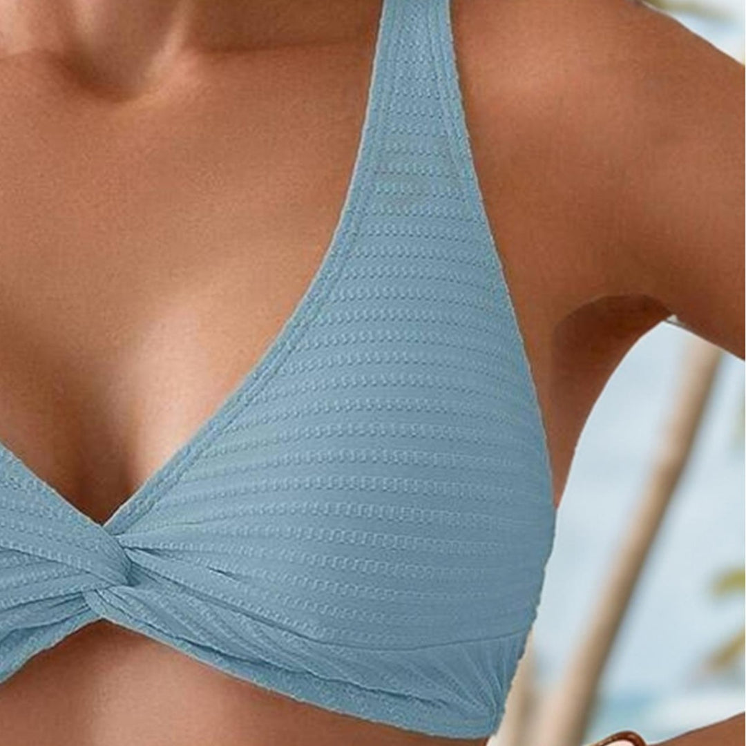 Women Triangle Bikini with Wrapped Top and Ribbed Design Mune Fashion