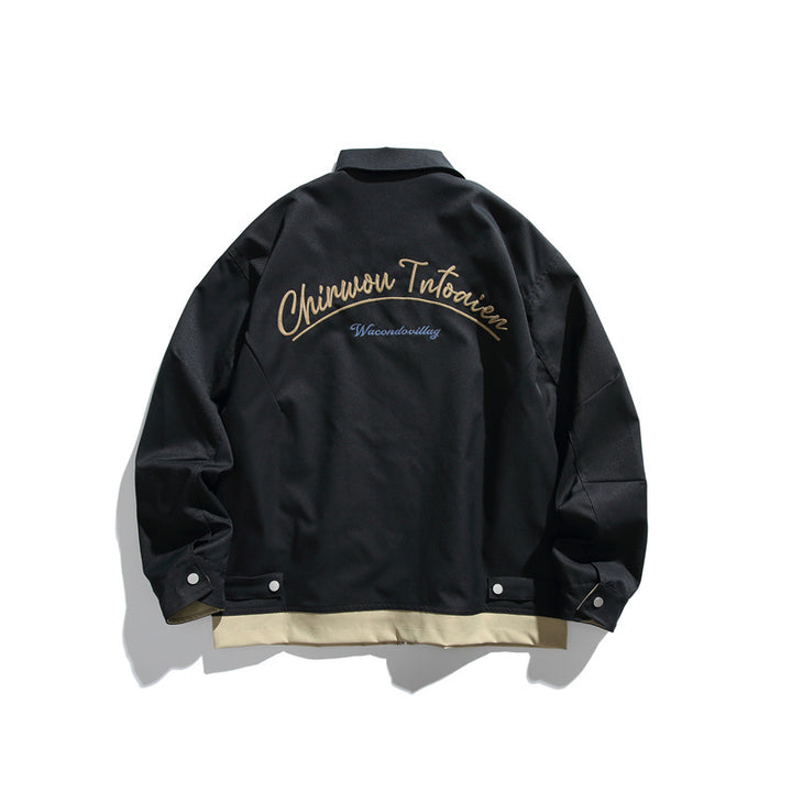 Unisex Boxy transitional blouson jacket with full-length zipper, chest zip pocket, and contrasting ribbed hem Mune Fashion
