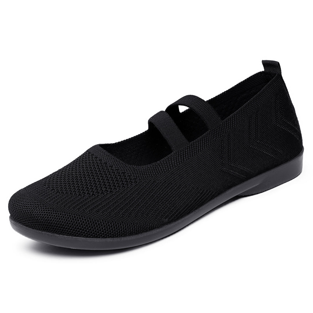 Women’s knitted comfort Mary Jane with double elastic strap and cushioning lightweight sole Mune Fashion