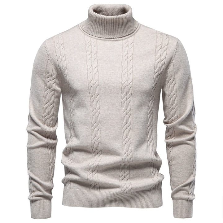 Men's turtleneck sweater with vertical cable pattern and slim fit Mune Fashion