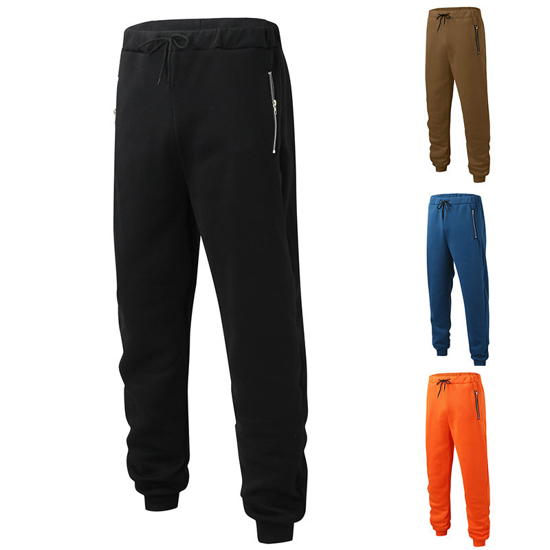 Men's comfortable jogging pants with elastic waistband drawstring tapered legs and side zip pockets Mune Fashion
