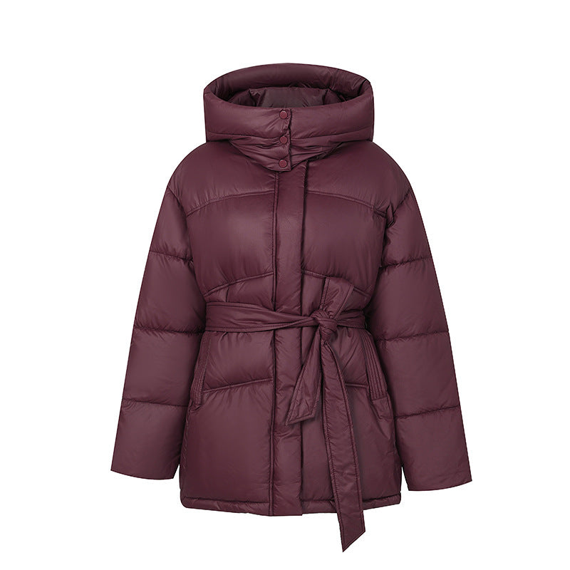 Ladies Stylish Padded Winter Coat with Belt and Hood Mune