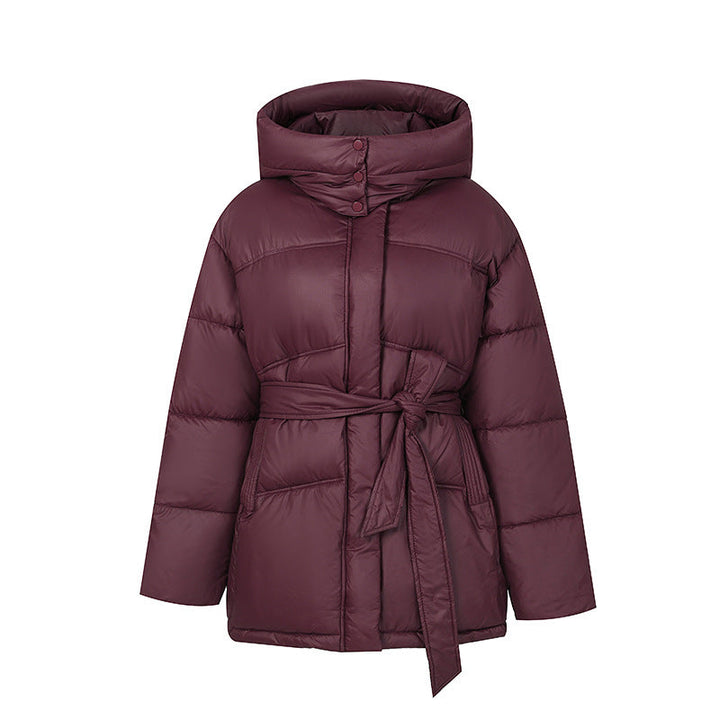 Ladies Stylish Padded Winter Coat with Belt and Hood Mune