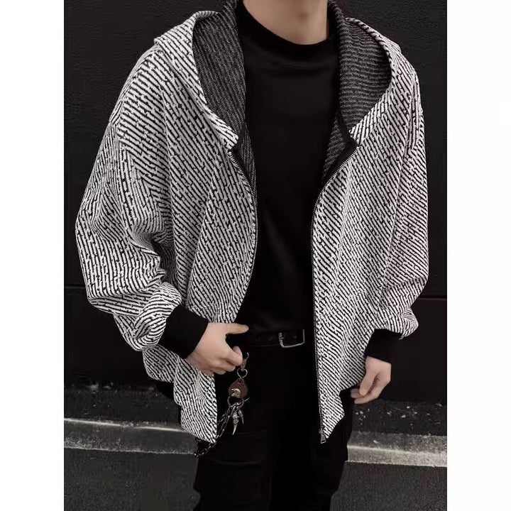 Unisex Oversized Knit Hoodie with Allover Texture Pattern and Side Pockets Mune Fashion