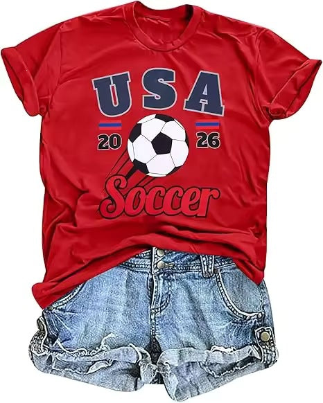 Women's Vintage Cotton T-Shirt with Football Print and Loose Fit Mune Fashion