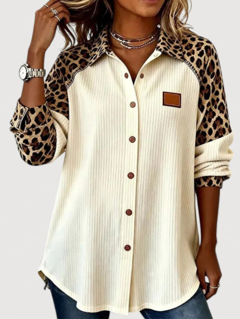 Women’s Fashion Long Sleeve Shirt with Animal Print