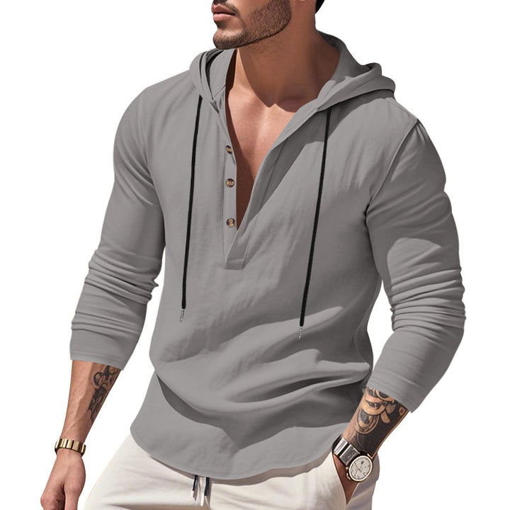 Men's casual hoodie with button placket and slim fit Mune Fashion