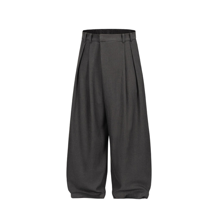 Women Wide Pleated Pants with High Waist and Elastic Backband Mune Fashion