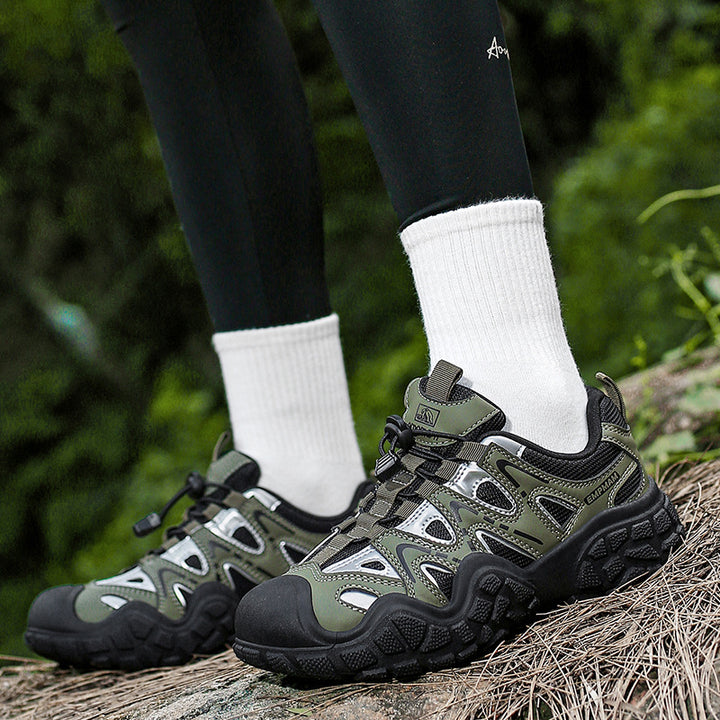 Ladies Chunky Trail Sneaker with shock-absorbing multi-zone profile sole, quick lace-up closure and reflective accents Mune Fashion