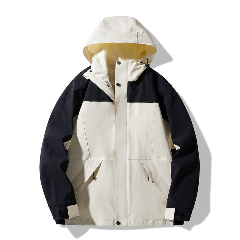 Men's Technical Colorblock Softshell Rain Jacket with Adjustable Hood Mune Fashion