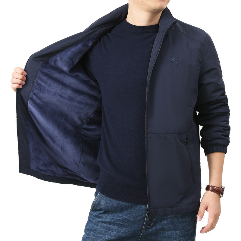Men's Lightweight Windbreaker with Stand Collar, Two Zipper Pockets and Elastic Cuffs Mune Fashion