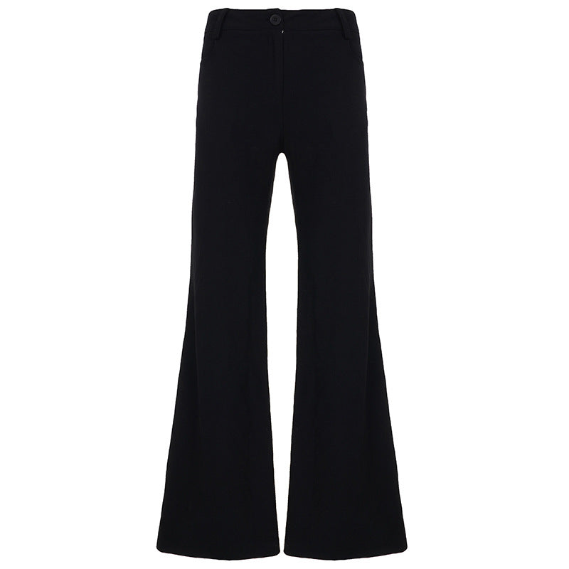 Women Shaping High-Waist Flared Pants with Concealed Zipper and Belt Loops Mune Fashion