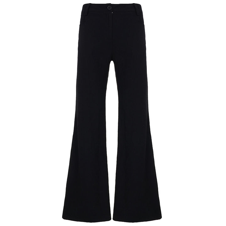 Women Shaping High-Waist Flared Pants with Concealed Zipper and Belt Loops Mune Fashion