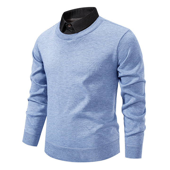 Men's fine knit sweater with integrated shirt collar and slim silhouette Mune Fashion