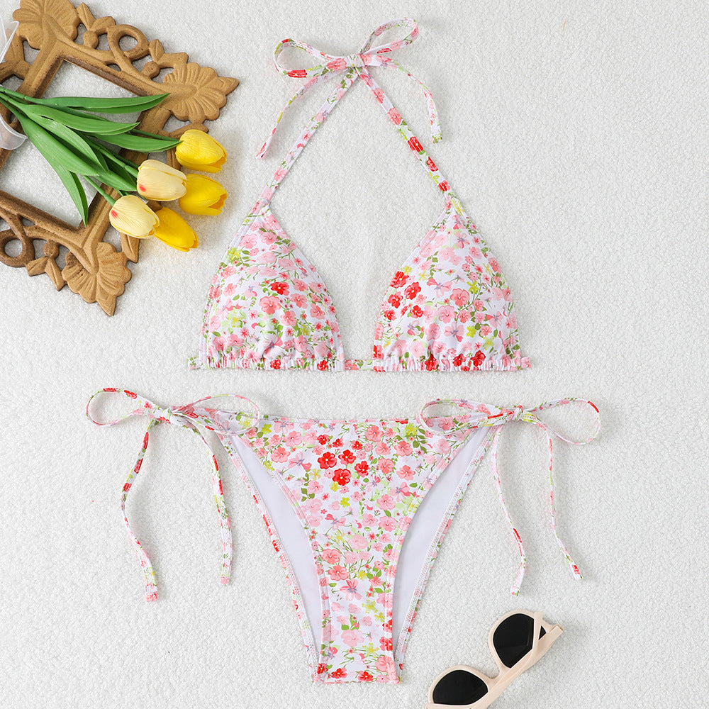 Women's Triangle Bikini with adjustable ties and floral details Mune Fashion