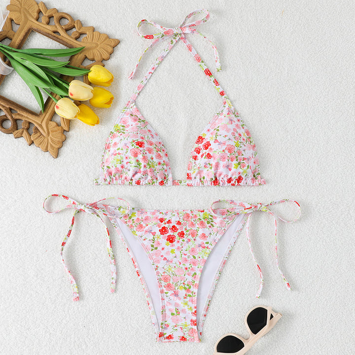 Women's Triangle Bikini with adjustable ties and floral details Mune Fashion