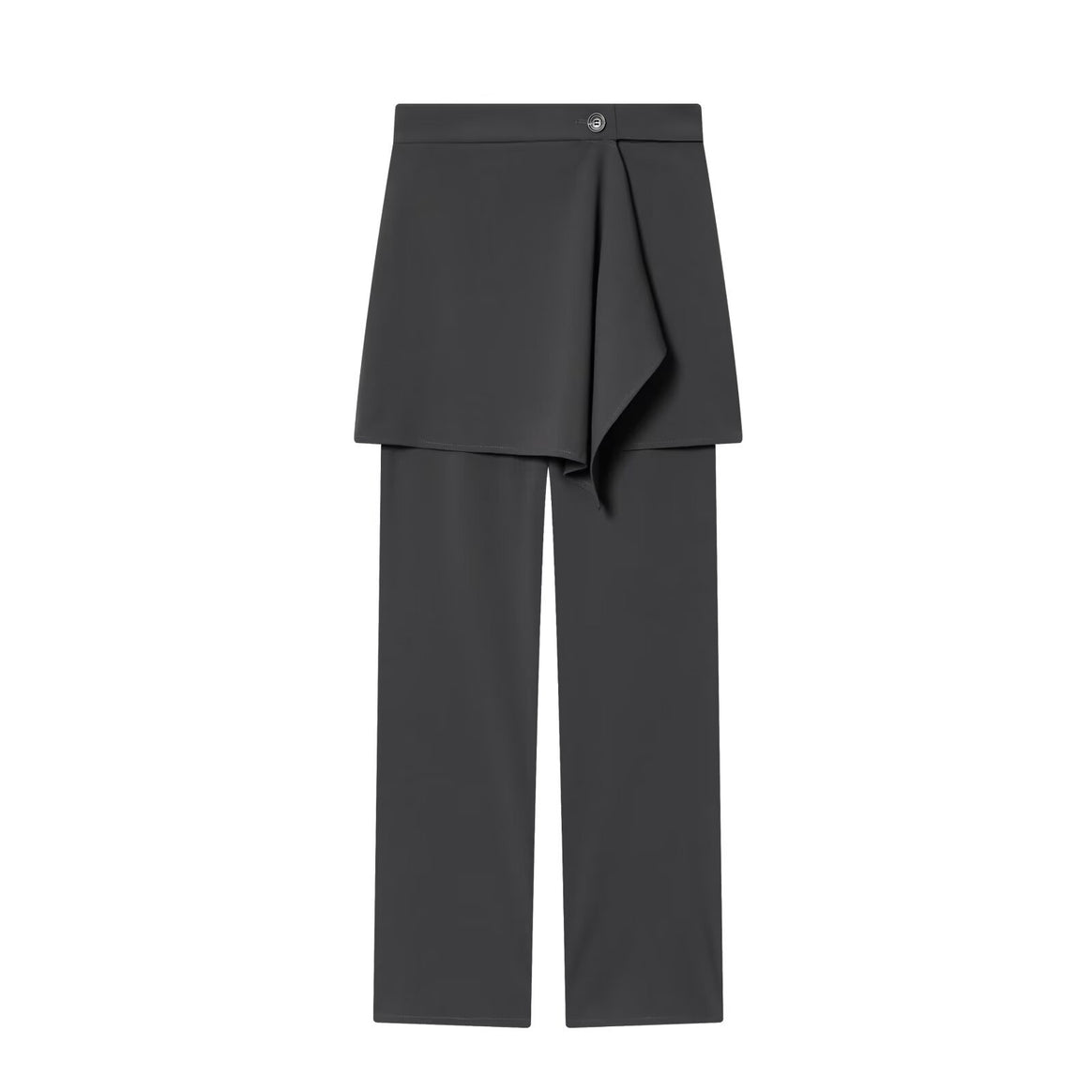 Women's Wide High-Waist Pants with Asymmetrical Wrap Skirt Overlay Mune Fashion