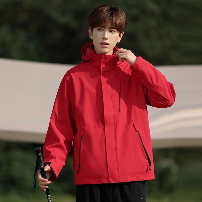 Men's Two-Tone Wind and Water-Repellent Softshell Jacket with Hood Mune Fashion