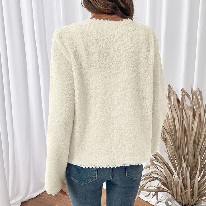 Women Elegant Cardigan with Lace Decorations Mune Fashion