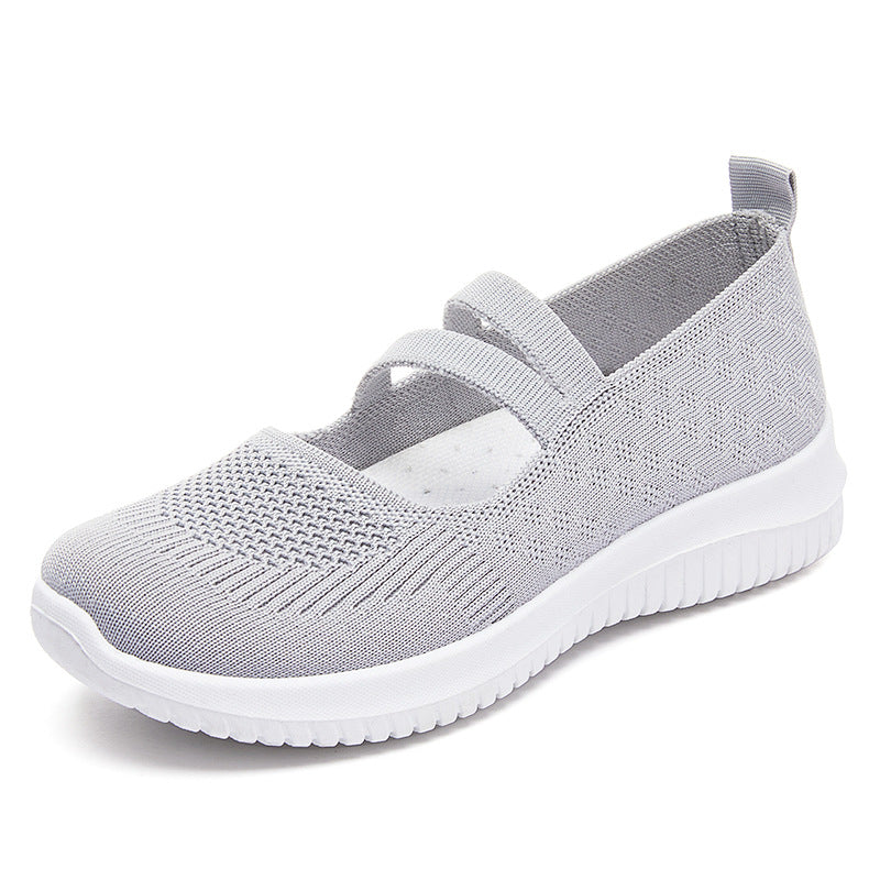 Women's knitted slip-on Mary Jane sneakers with elastic straps, padded comfort insole, and flexible EVA outsole Mune Fashion
