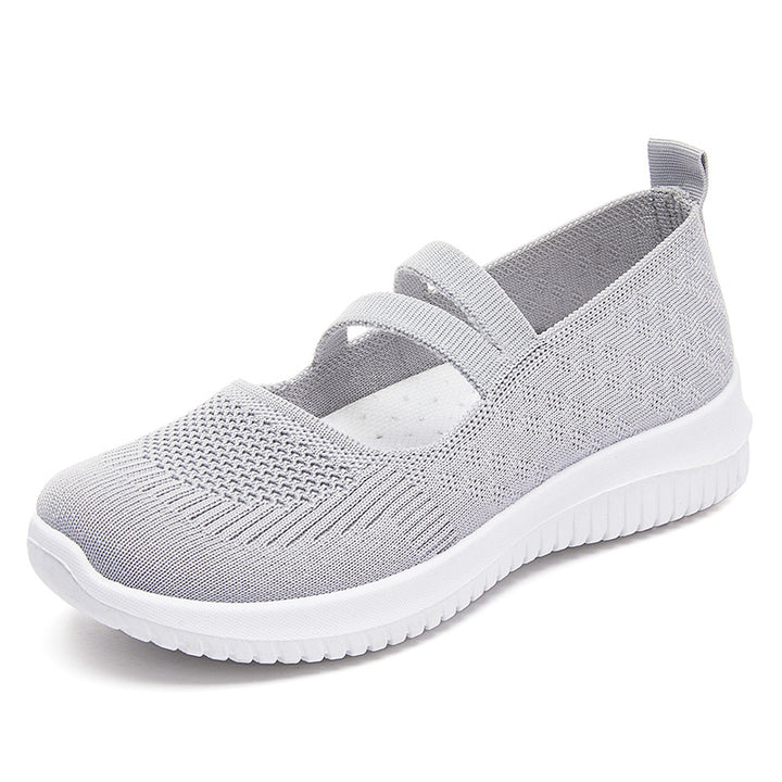 Women's knitted slip-on Mary Jane sneakers with elastic straps, padded comfort insole, and flexible EVA outsole Mune Fashion