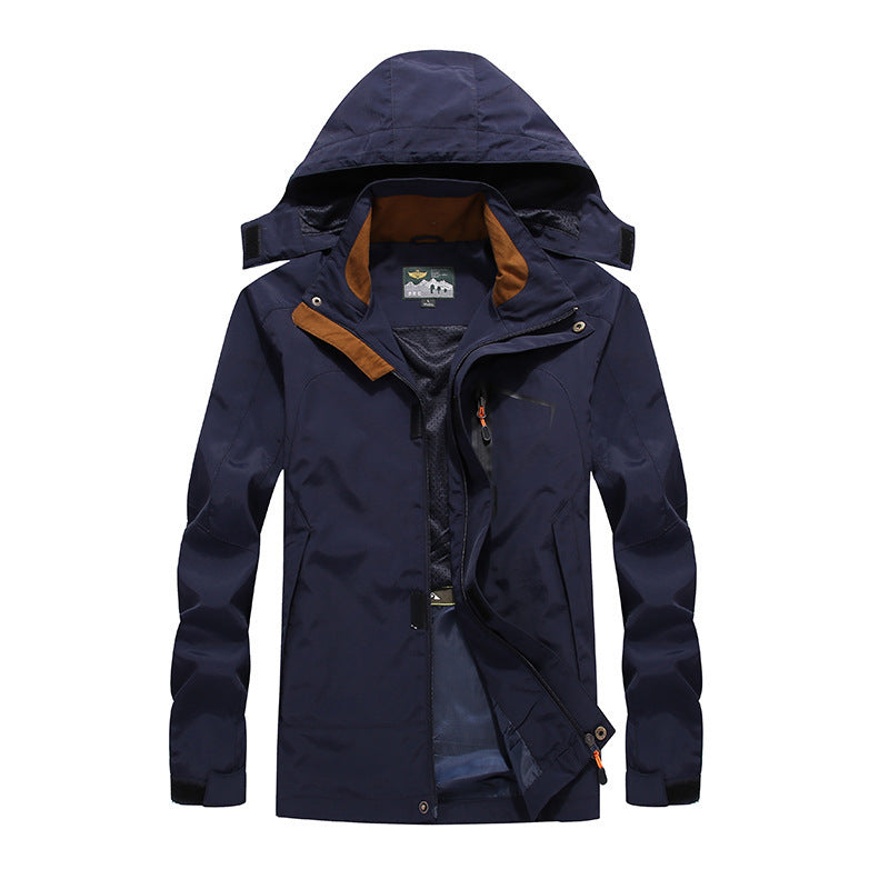 Men's waterproof softshell outdoor jacket with hood, breathable mesh lining, and concealed zipper elements Mune Fashion